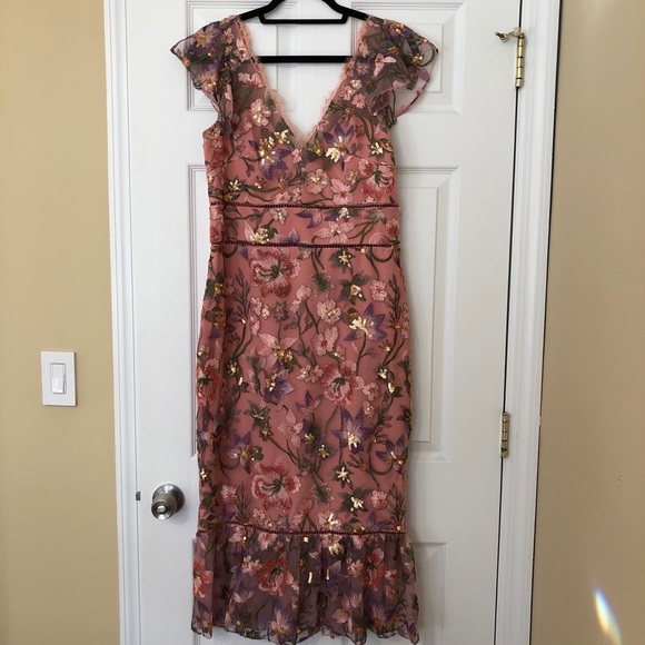 Marchesa Notte Flutter Cocktail Dress Sz 12 - Picture 3 of 10